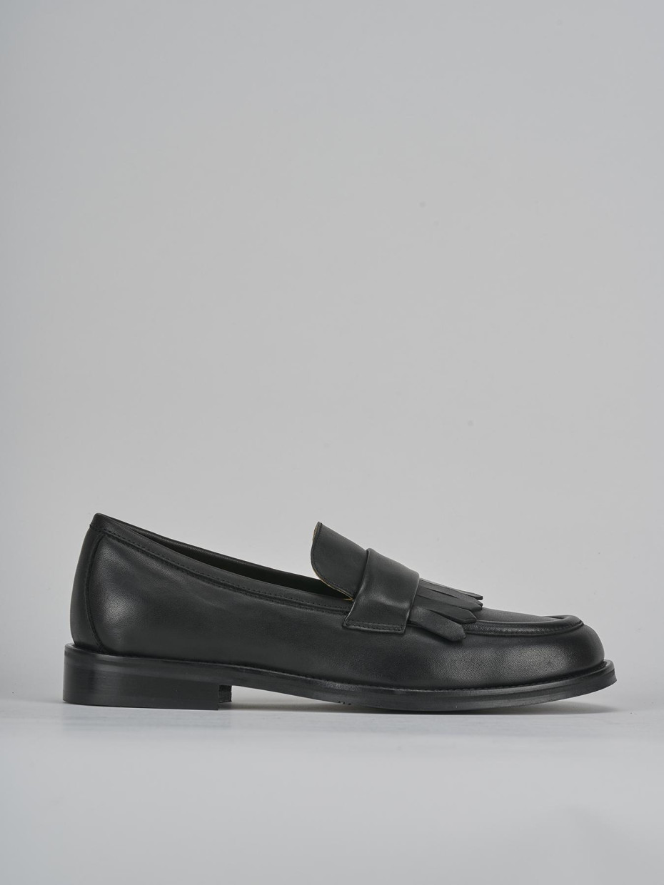 Mocasines tacón 2 cm negro cuero