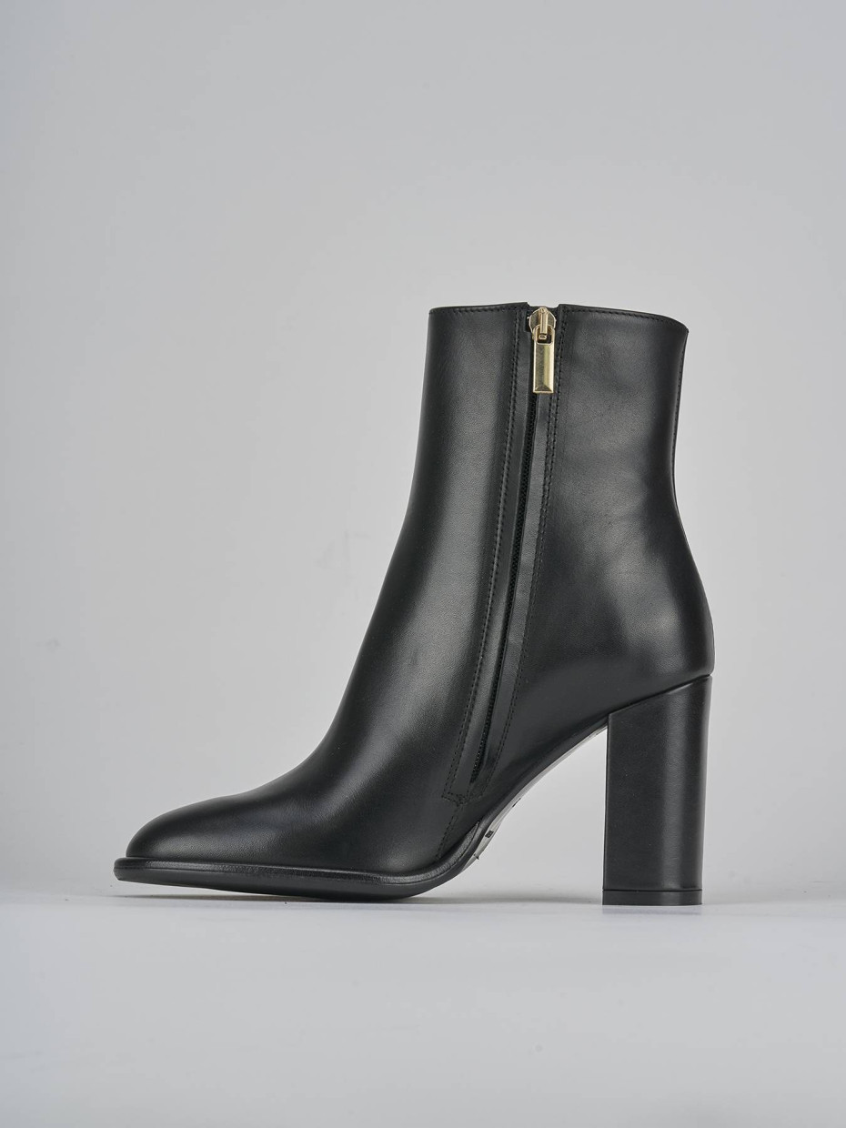 Botines de tacón alto tacón 9 cm negro cuero
