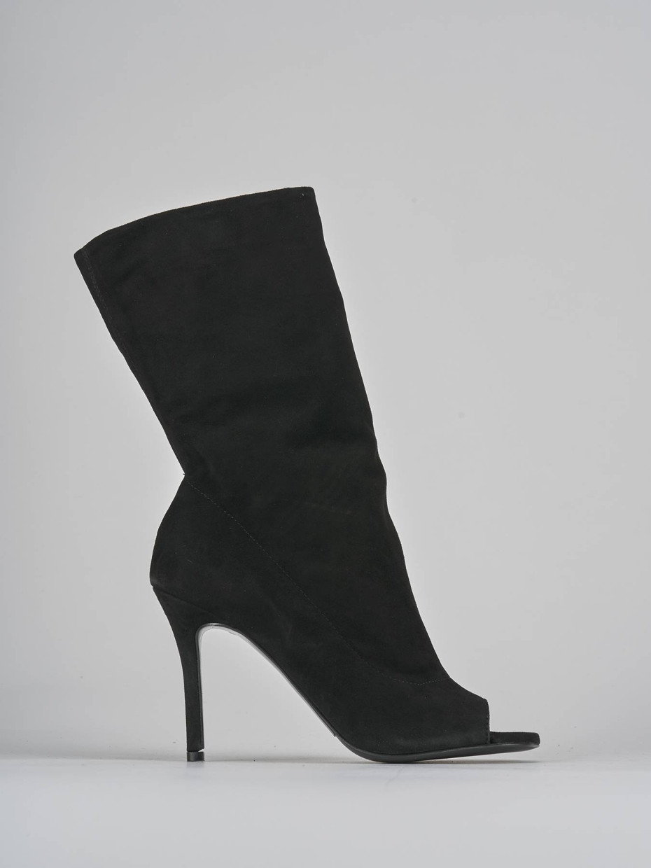 Botines de tacón alto tacón 9 cm negro ante