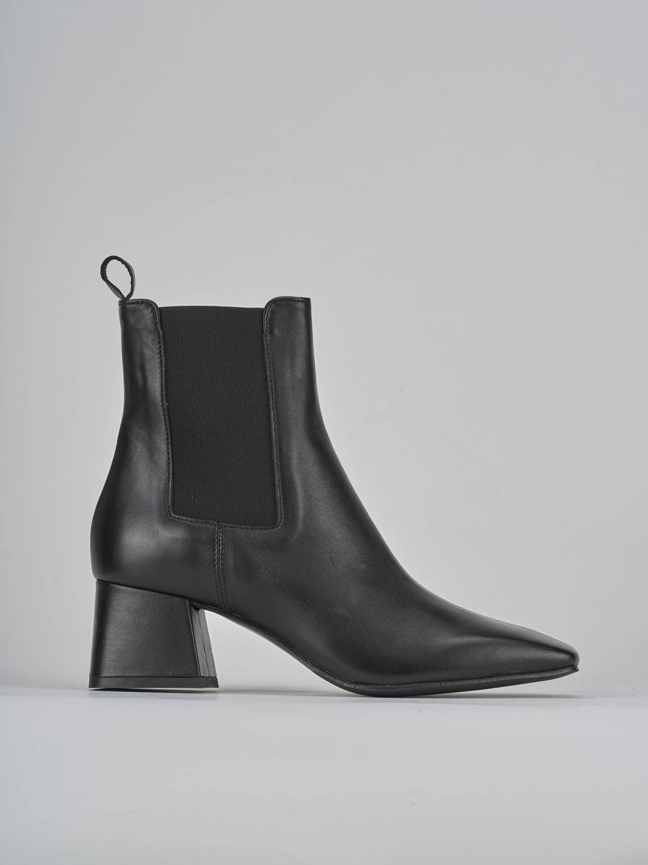 Botines de tacón alto tacón 6 cm negro cuero