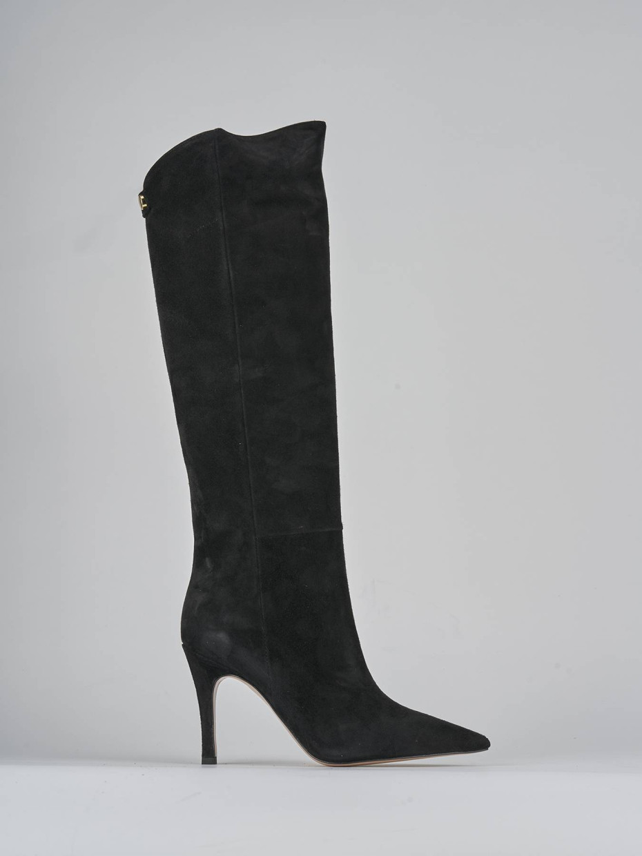 High heel boots heel 9 cm black suede