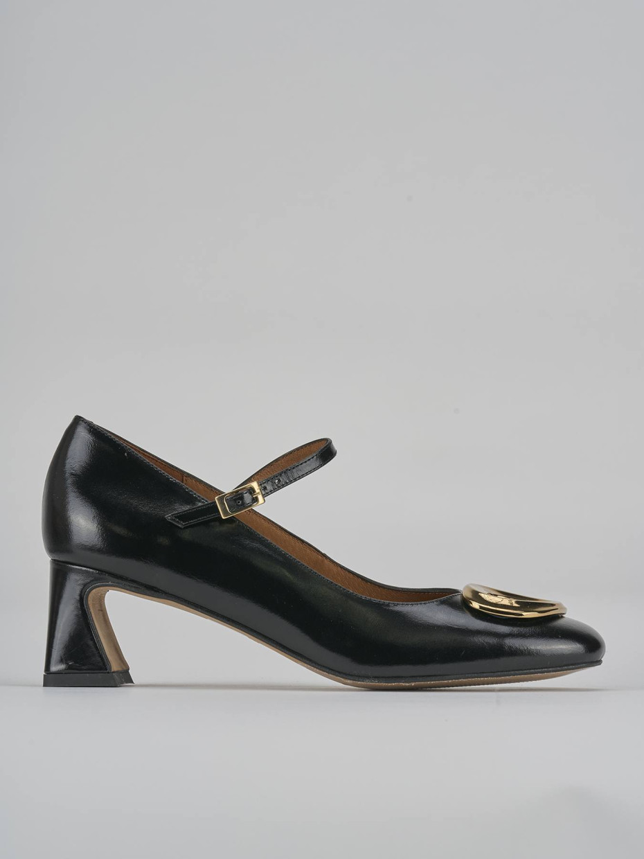 Zapatos de salón tacón 5 cm negro cuero