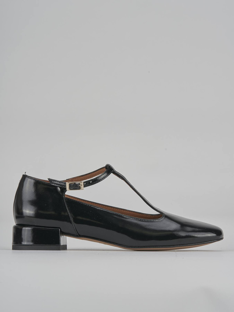 Zapatos de salón tacón 3 cm negro cuero