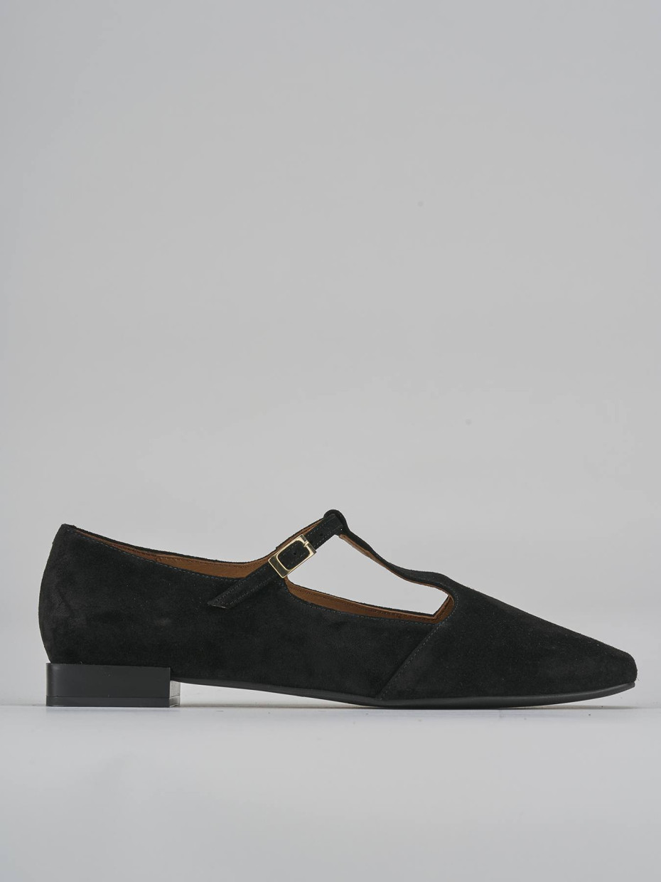 Bailarinas tacón 1 cm negro ante