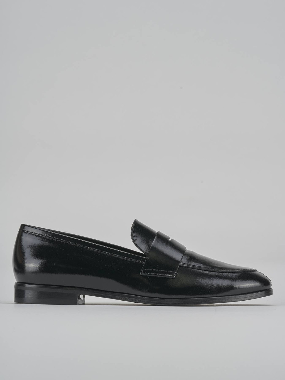 Mocasines tacón 1 cm negro cuero