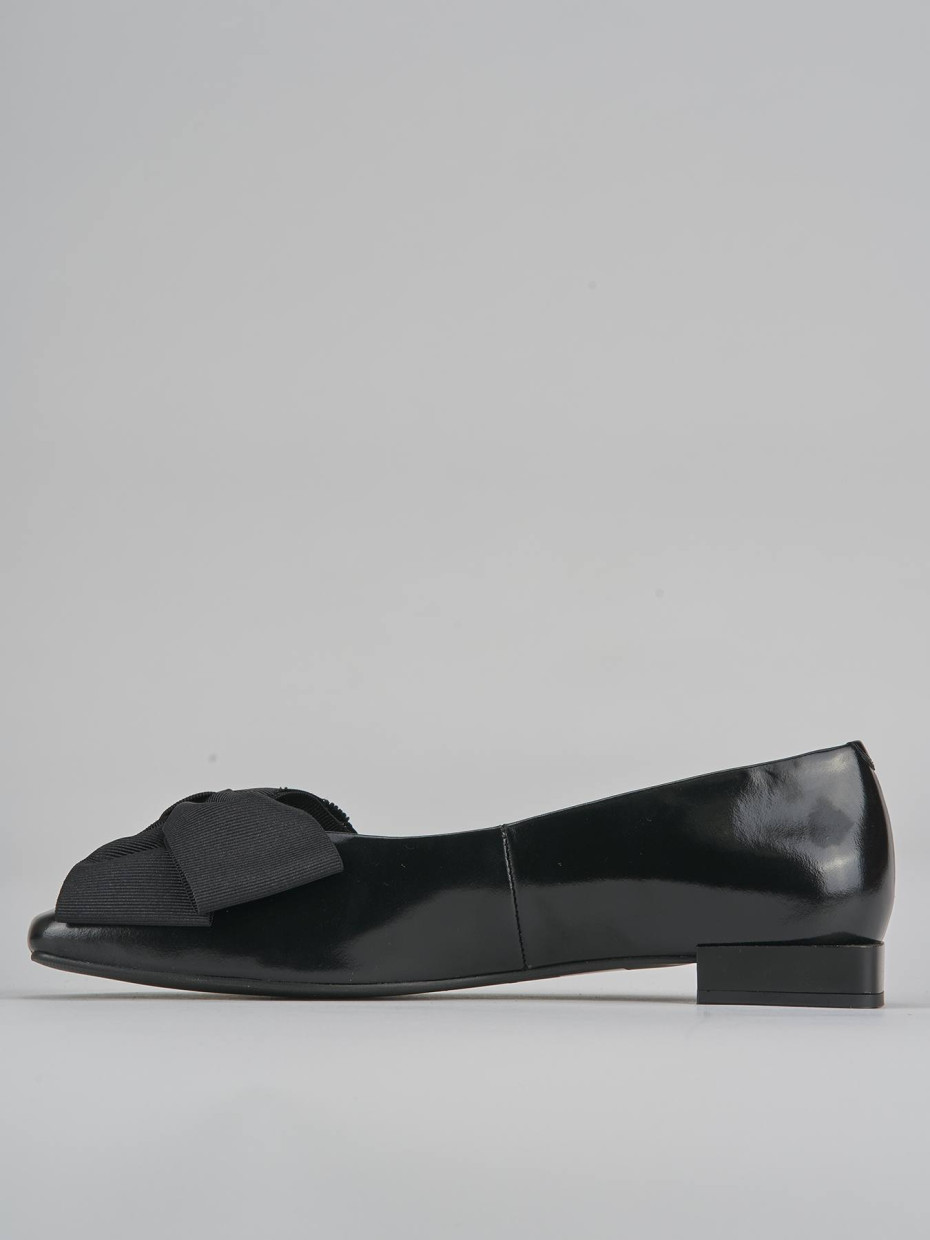 Flat shoes heel 1 cm black leather