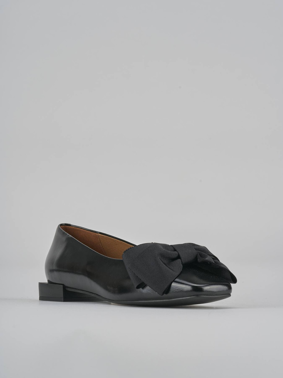 Flat shoes heel 1 cm black leather