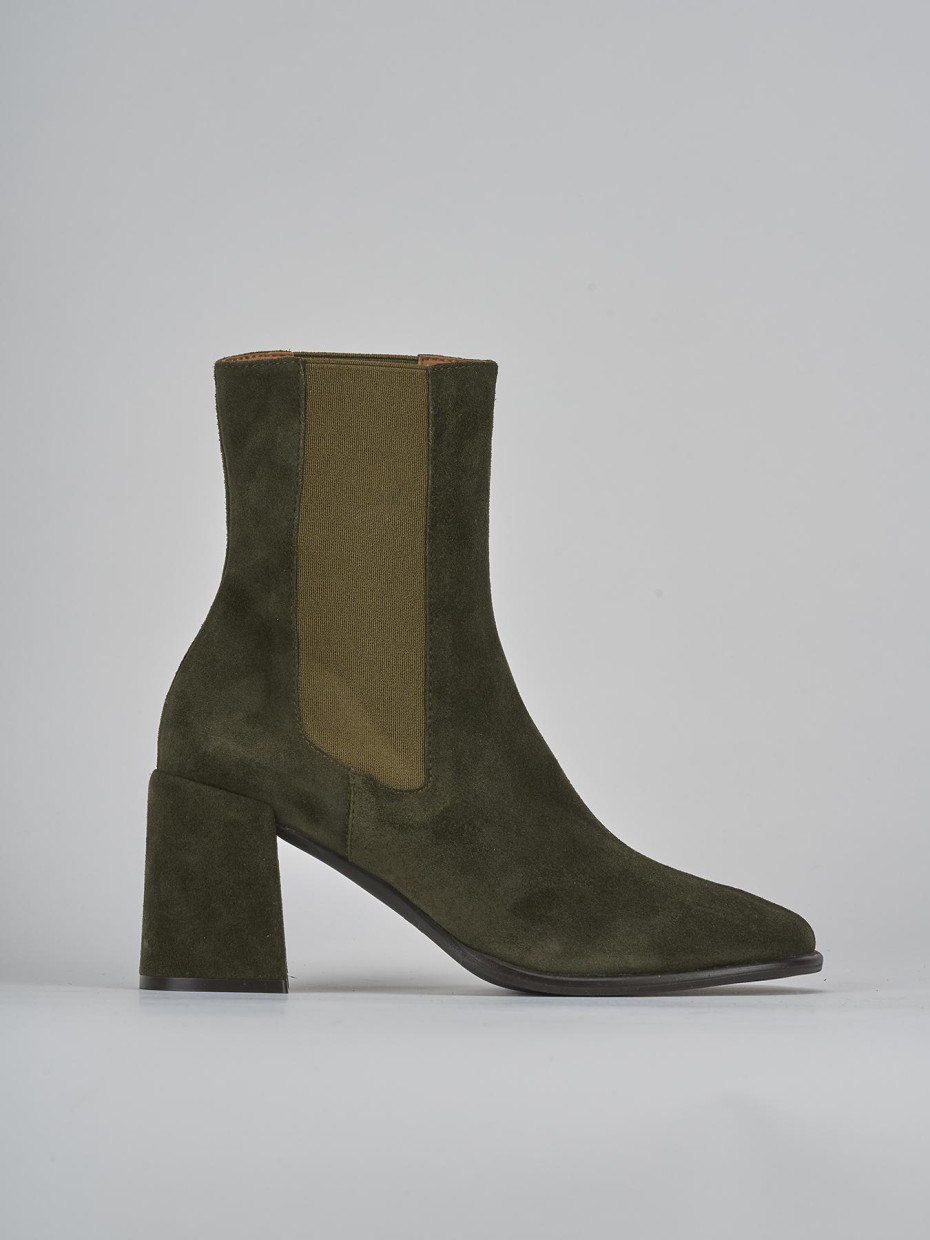Botines de tacón alto tacón 7 cm verde ante