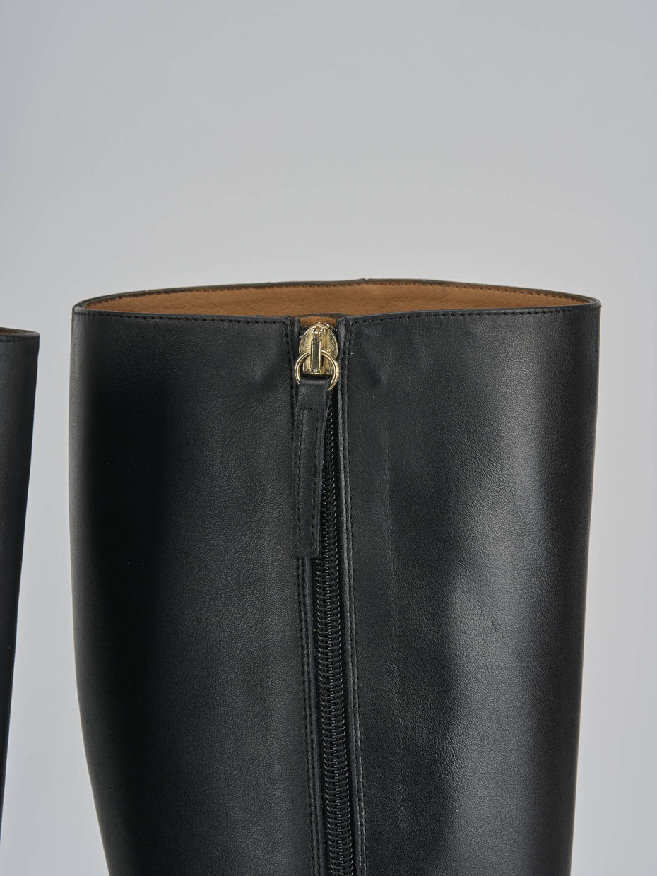 High heel boots heel 7 cm black leather