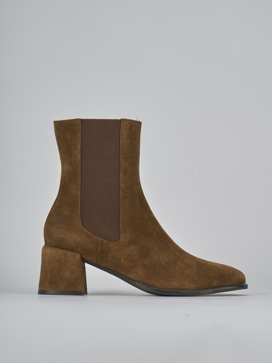 Botines de tacón alto tacón 5 cm marrón ante