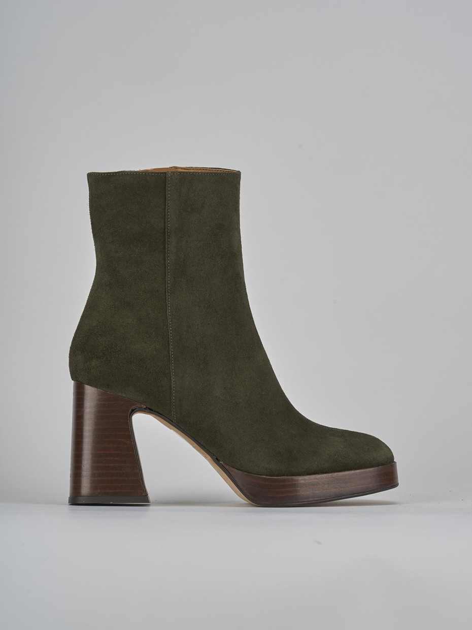 Botines de tacón alto tacón 9 cm verde ante