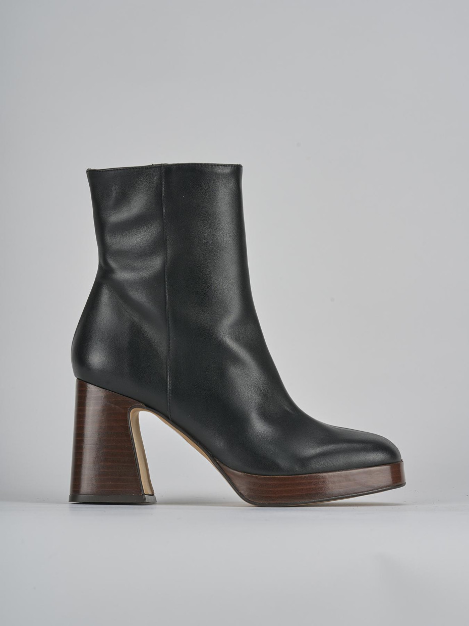 Botines de tacón alto tacón 9 cm negro cuero