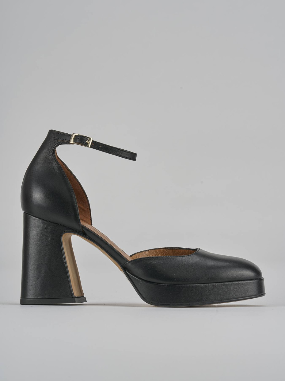 Zapatos de salón tacón 9 cm negro cuero