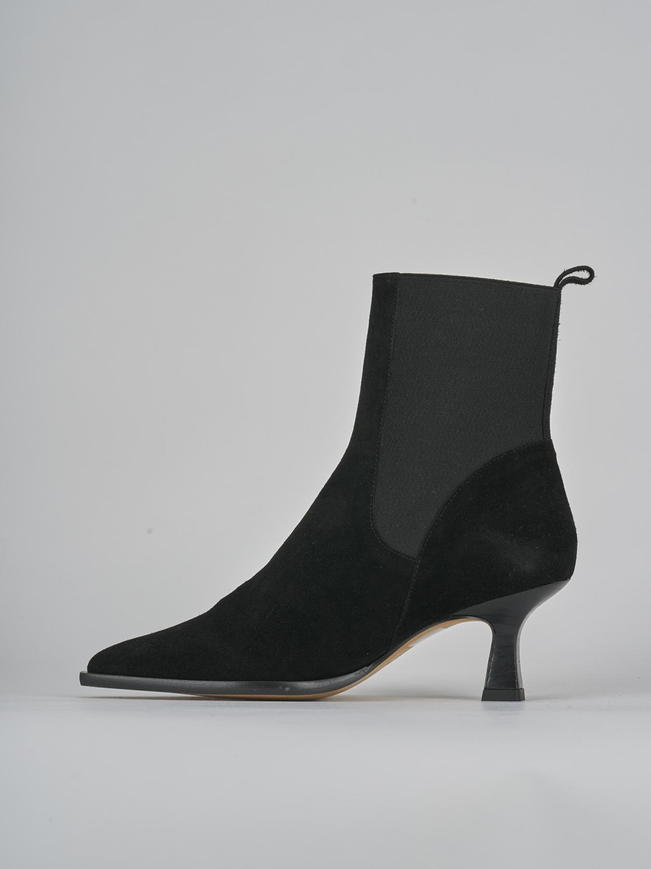 Botines de tacón alto tacón 5 cm negro ante