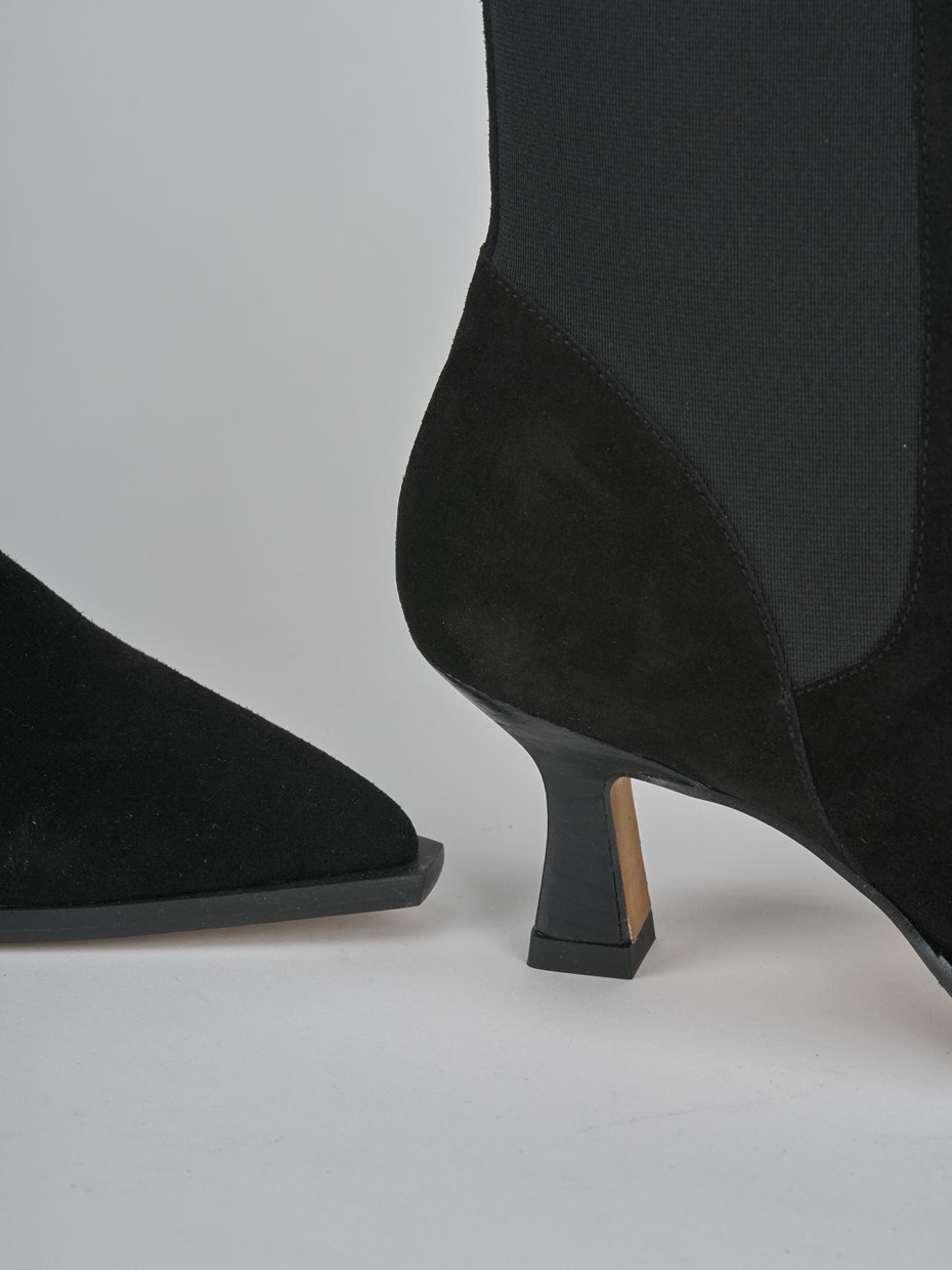 Botines de tacón alto tacón 5 cm negro ante