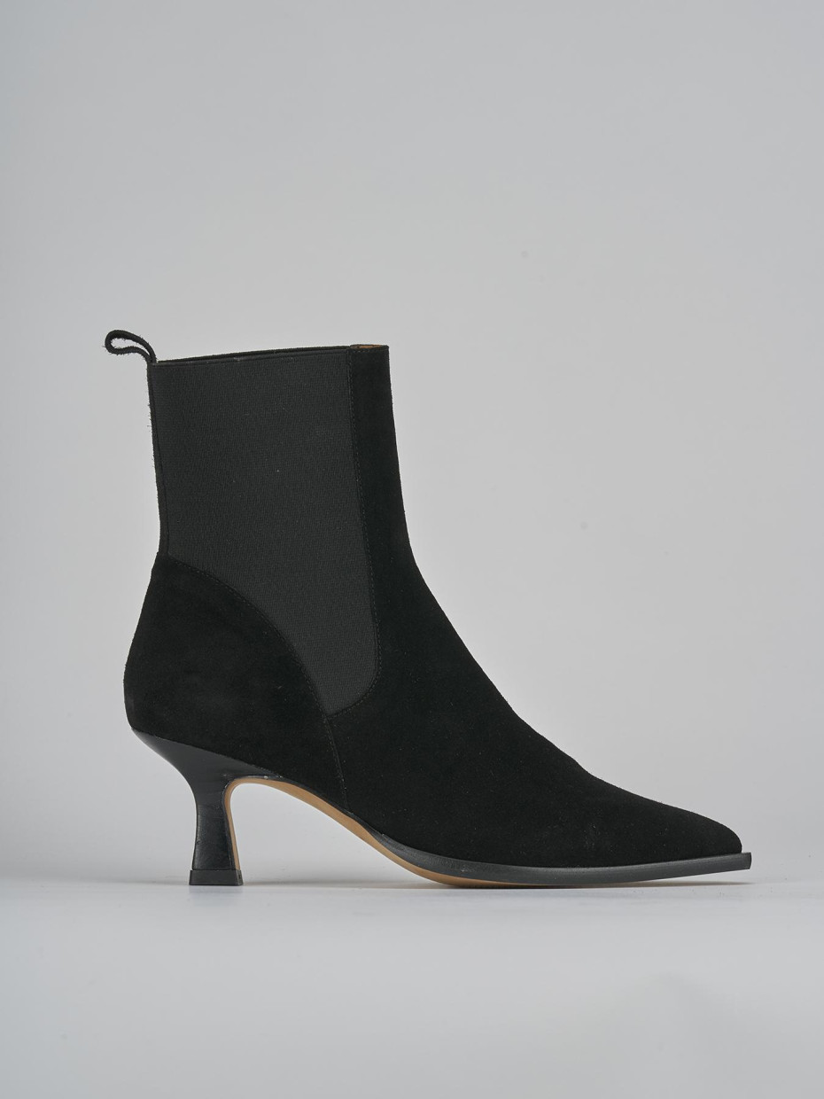 Botines de tacón alto tacón 5 cm negro ante