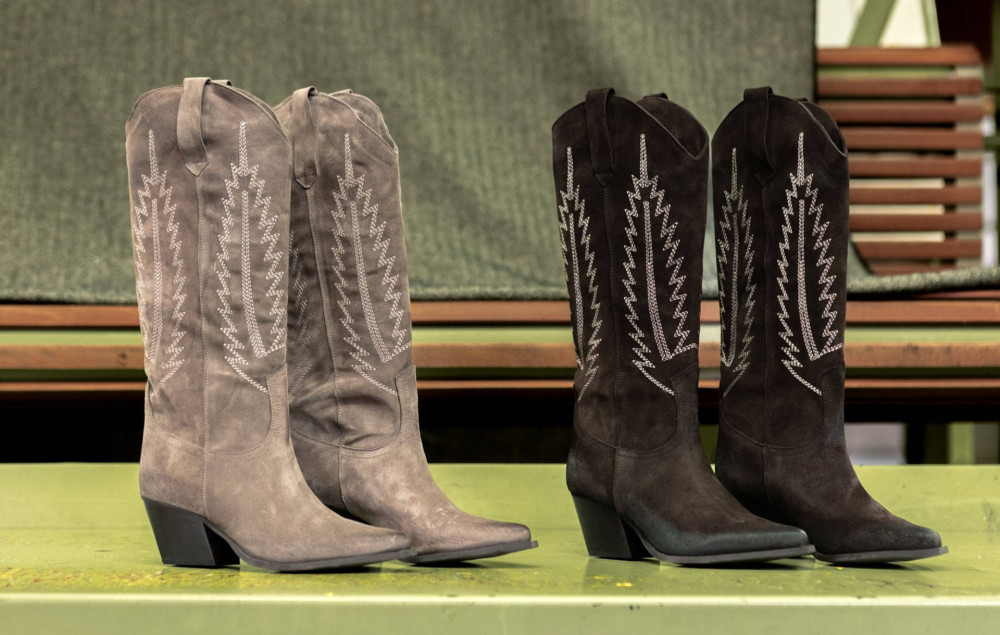 Botas de tacón alto tacón 7 cm marrón oscuro ante