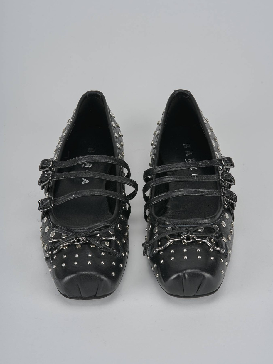 Bailarinas tacón 1 cm negro cuero