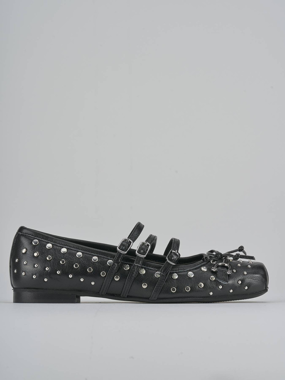 Bailarinas tacón 1 cm negro cuero