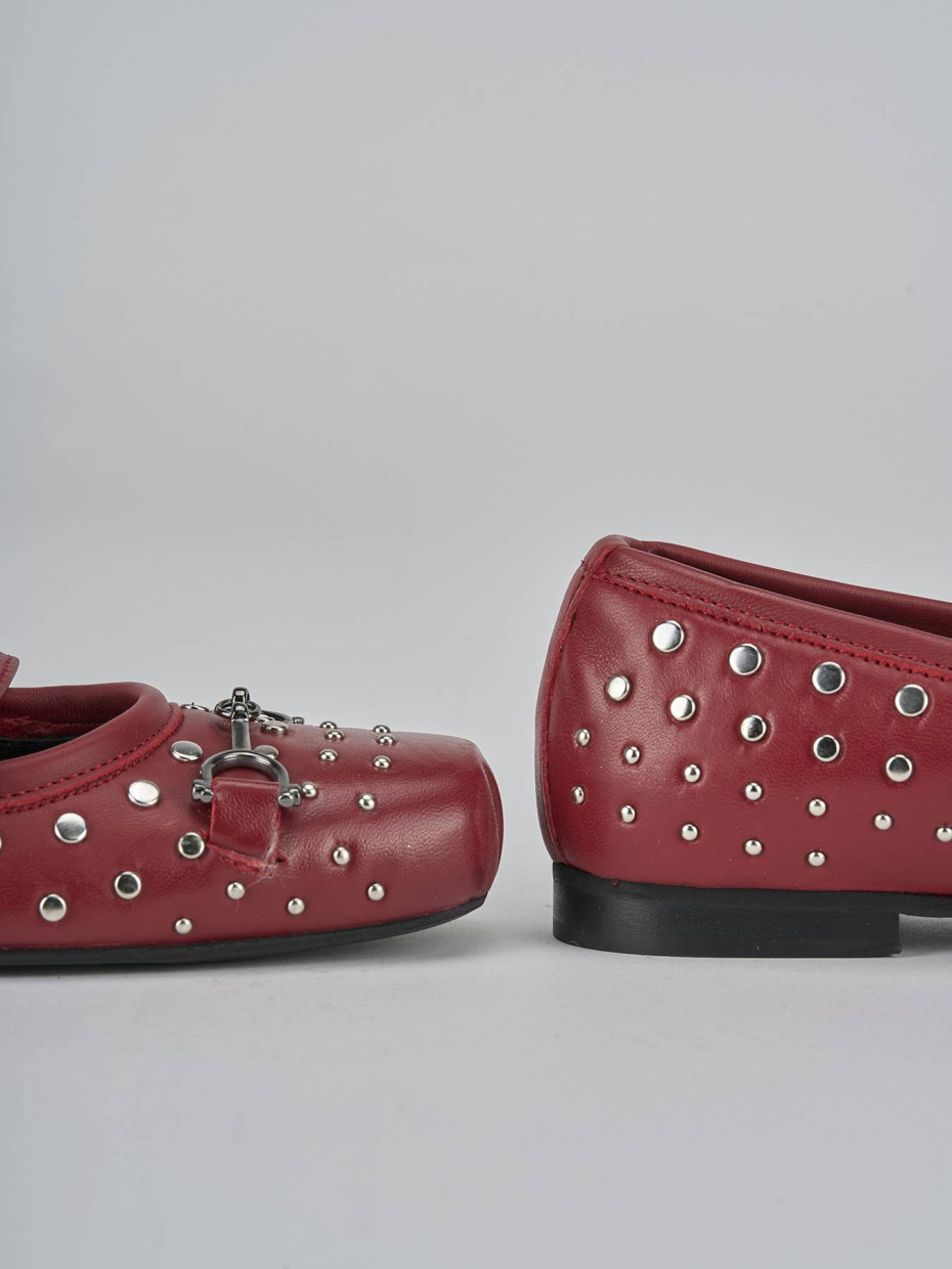 Bailarinas tacón 1 cm rojo cuero