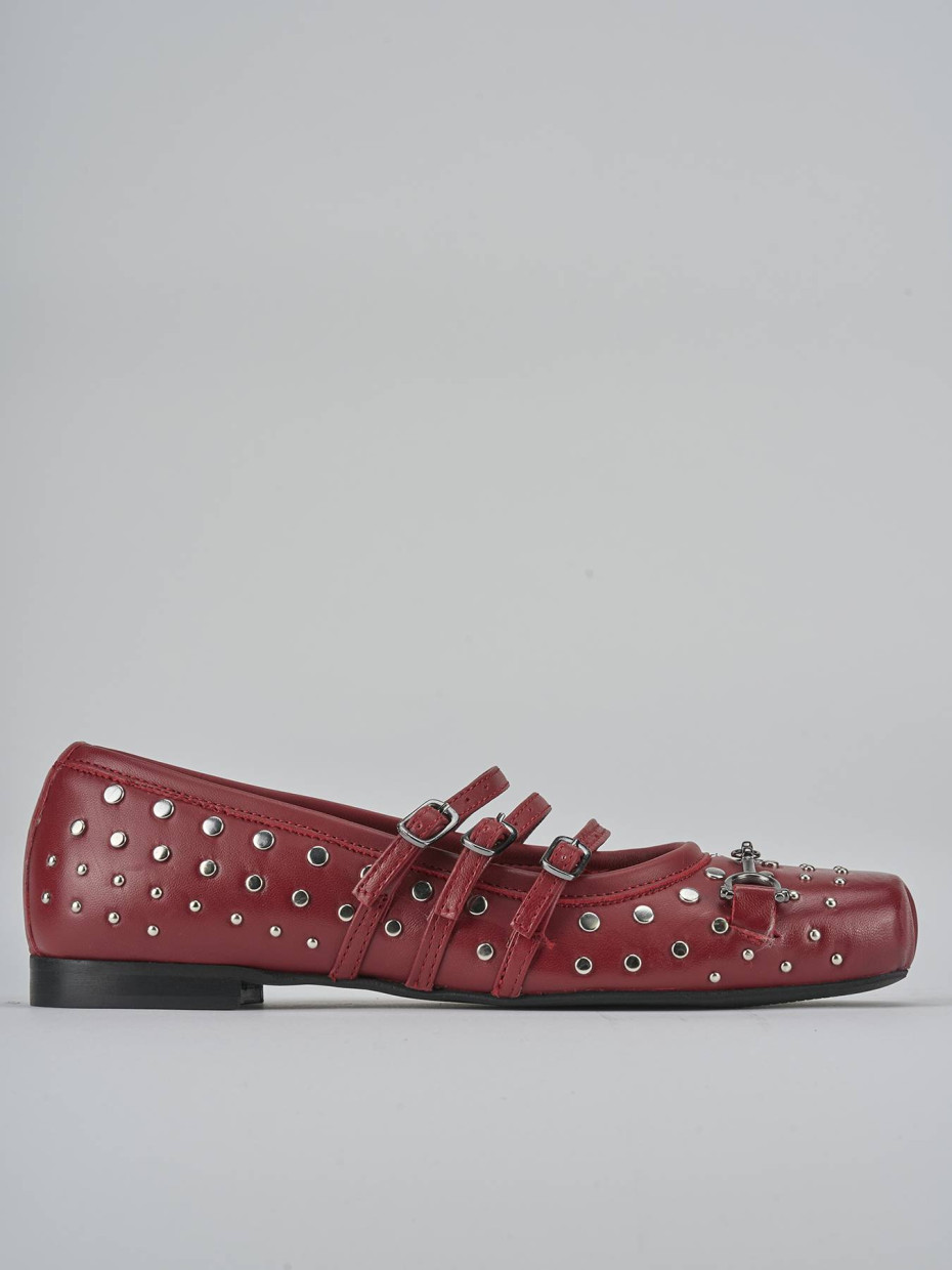 Bailarinas tacón 1 cm rojo cuero