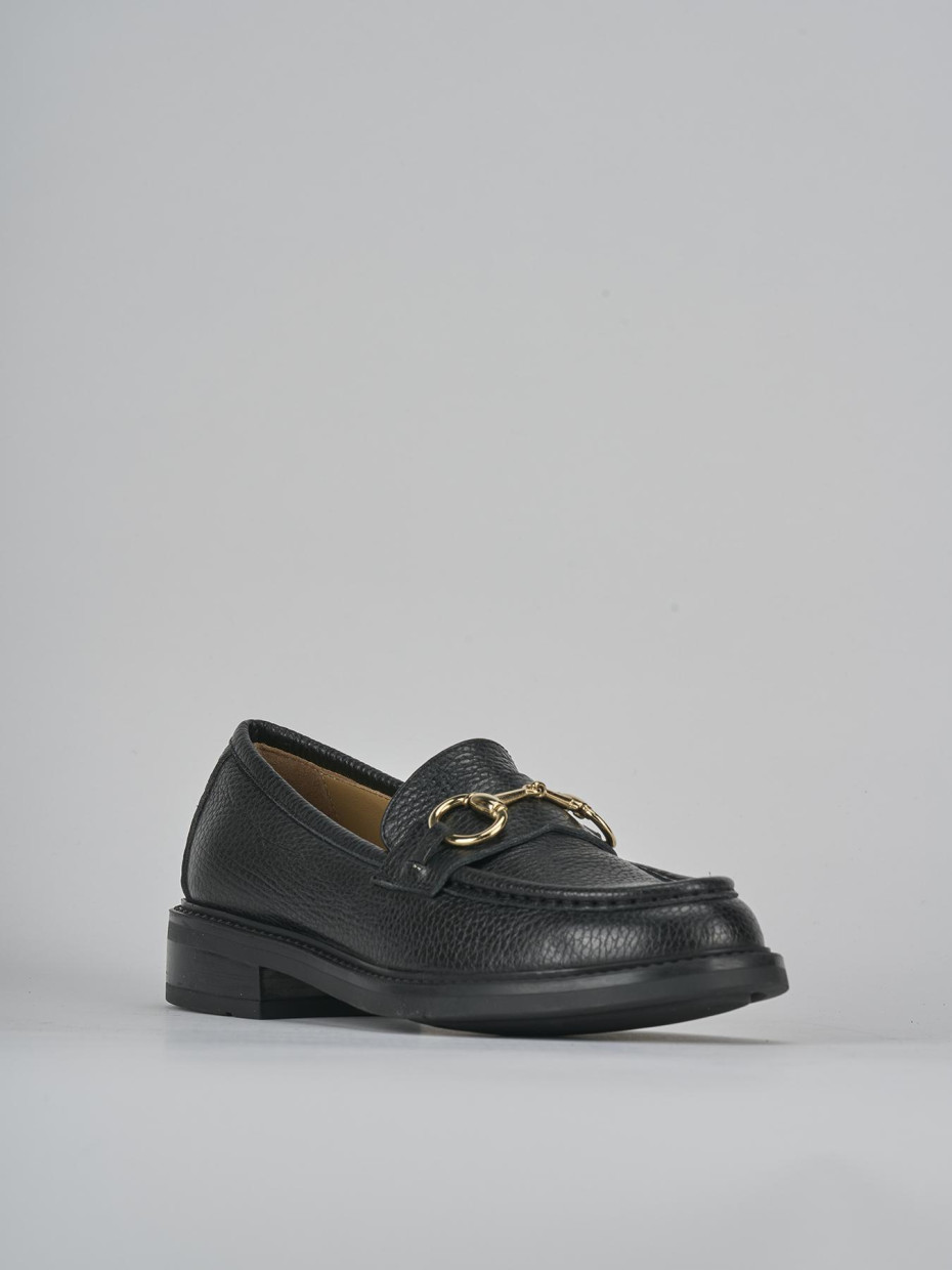 Mocasines tacón 2 cm negro cuero