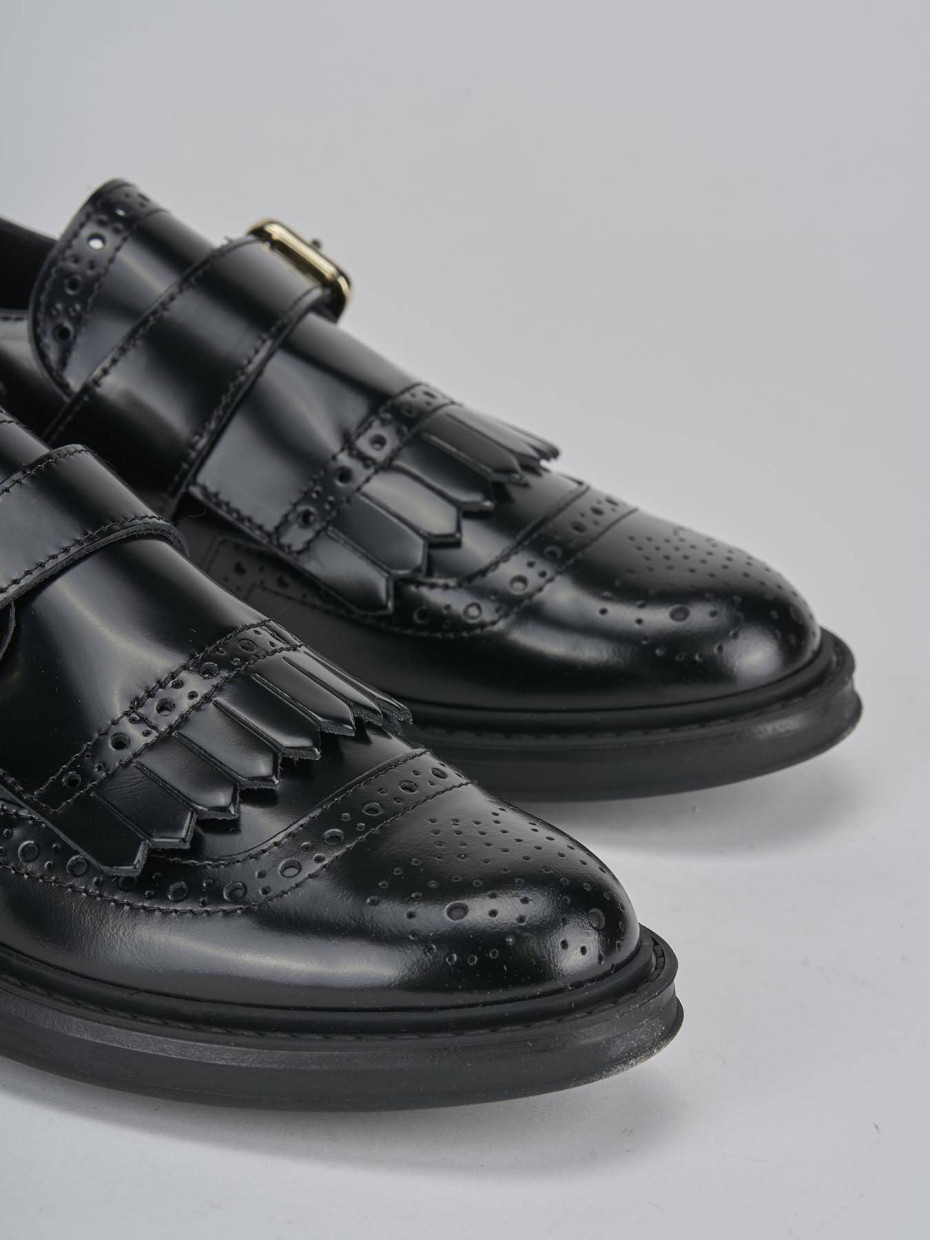 Mocasines tacón 2 cm negro cuero