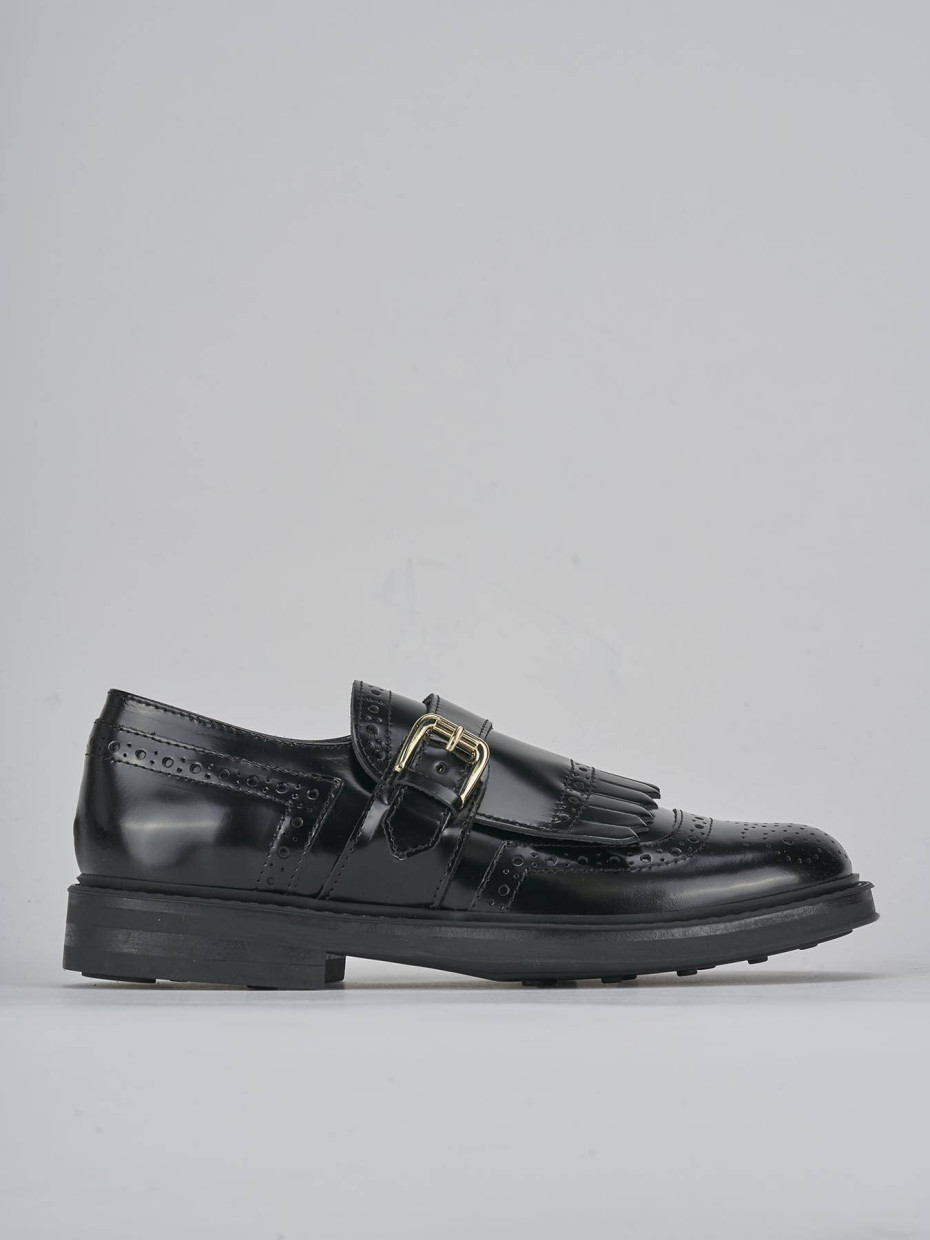 Mocasines tacón 2 cm negro cuero