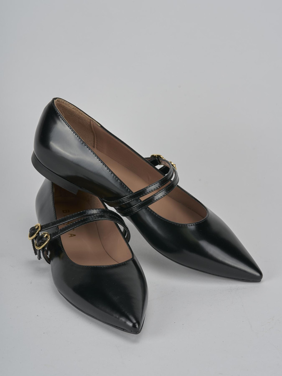 Bailarinas tacón 1 cm negro cuero