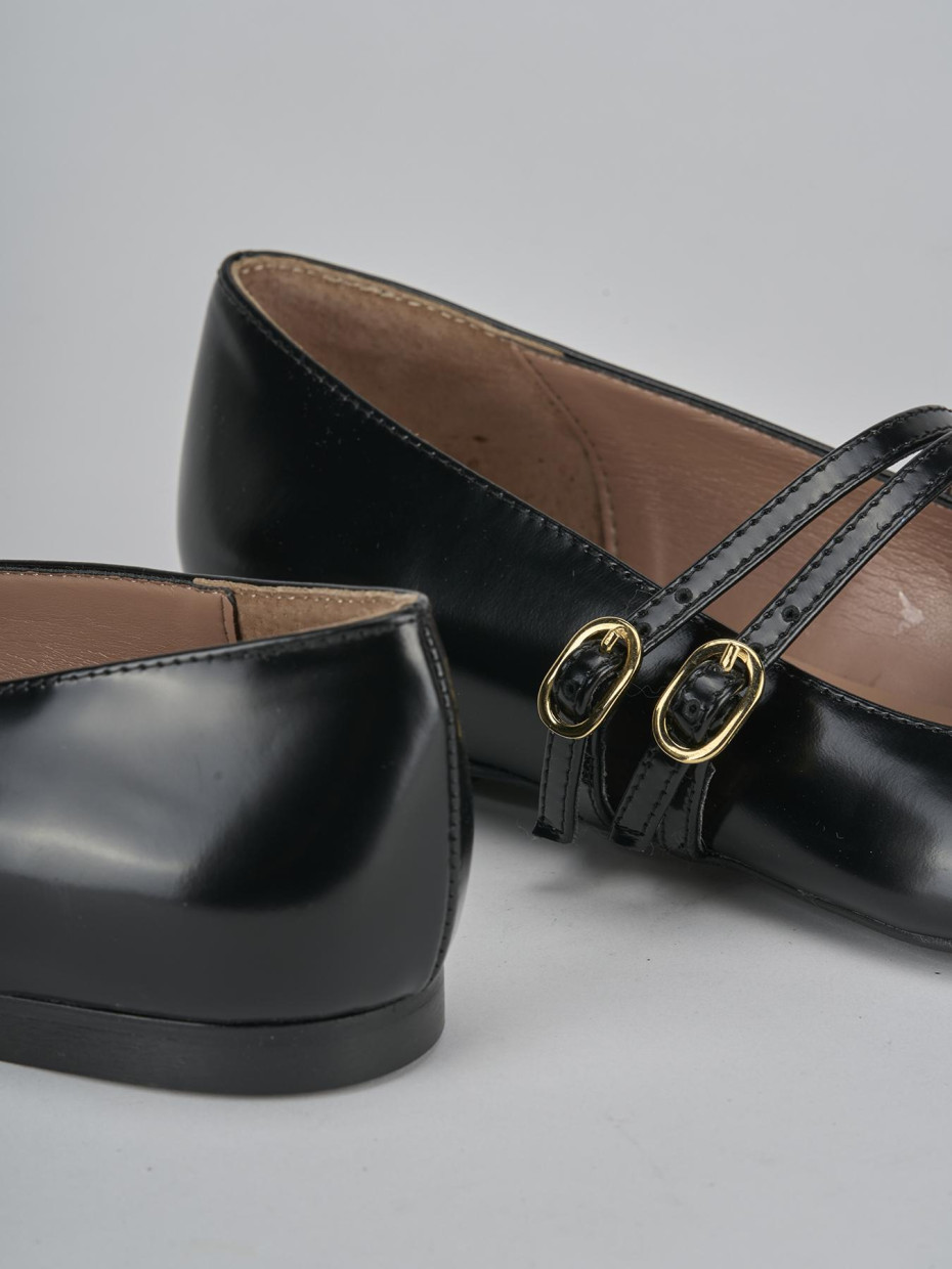 Bailarinas tacón 1 cm negro cuero