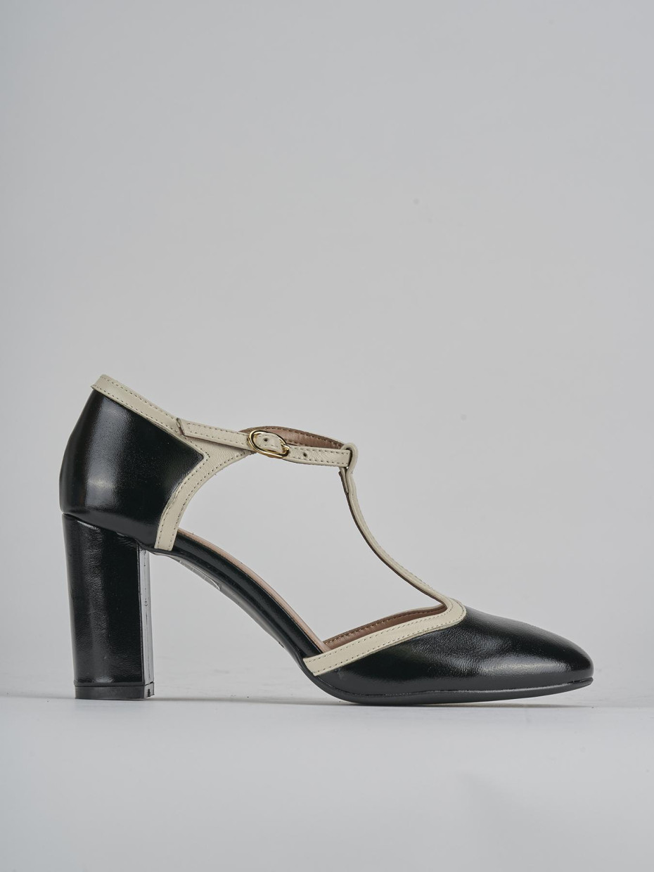 Zapatos de salón tacón 8 cm negro cuero