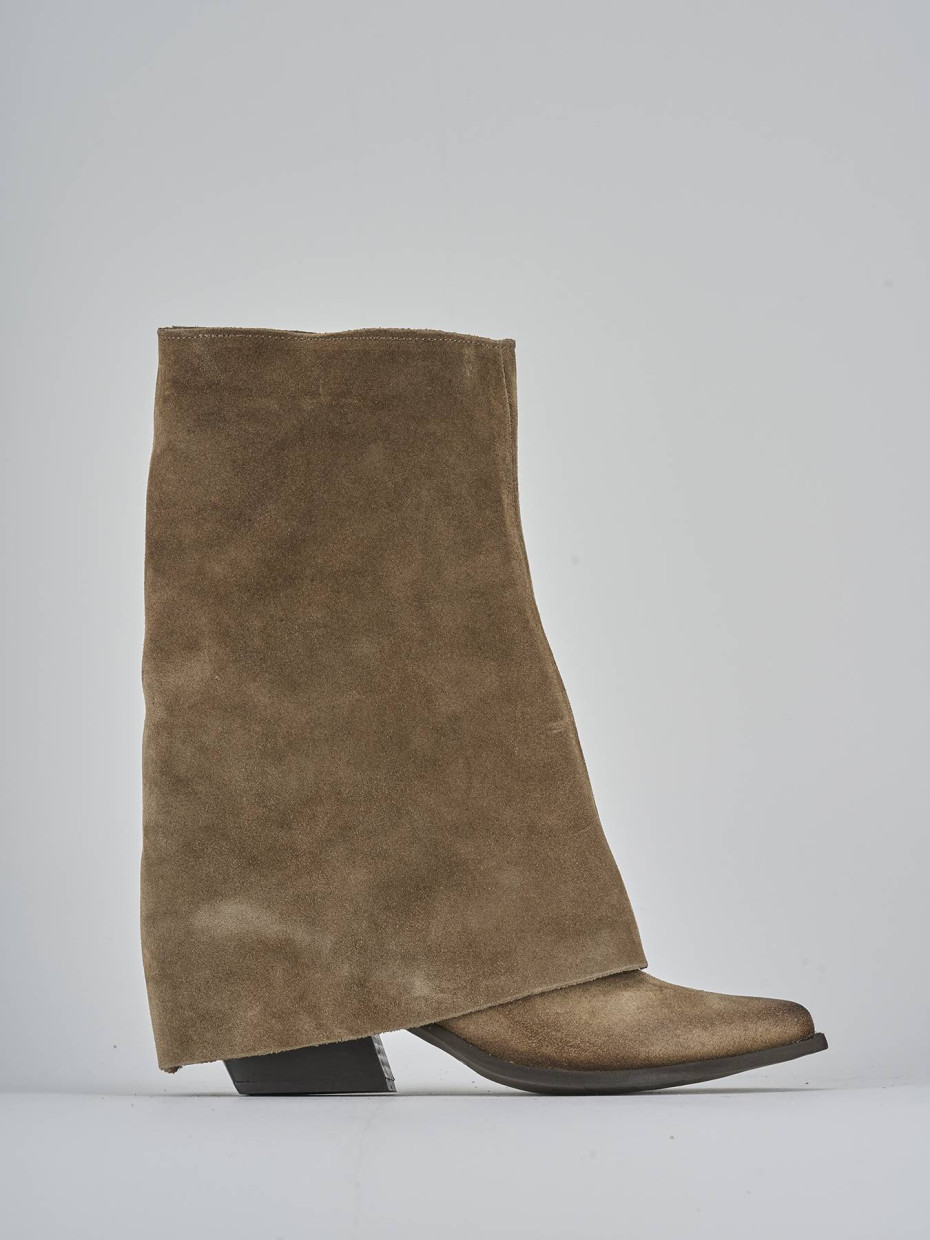 Botas de tacón alto tacón 7 cm beis ante