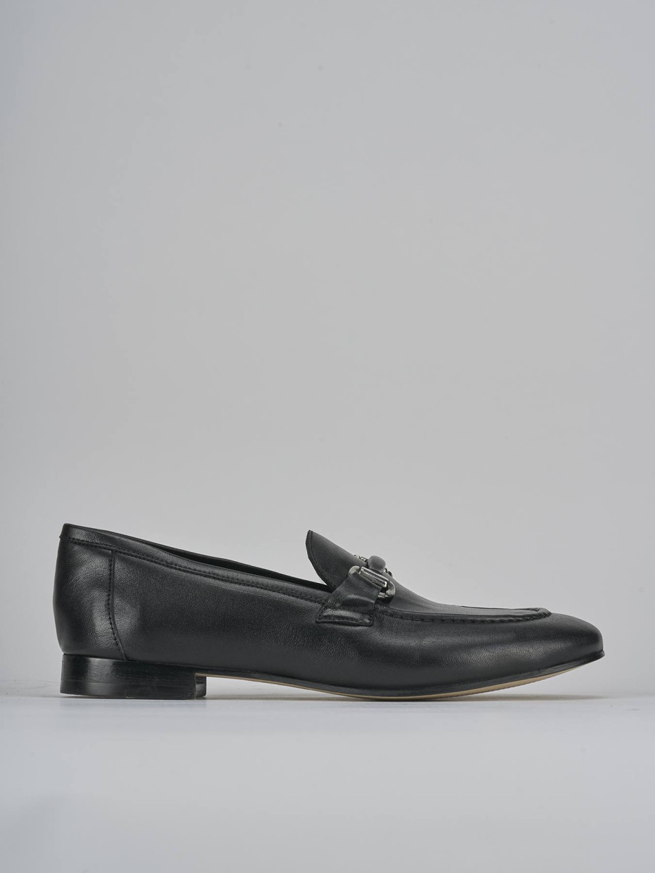 Mocasines tacón 1 cm negro cuero