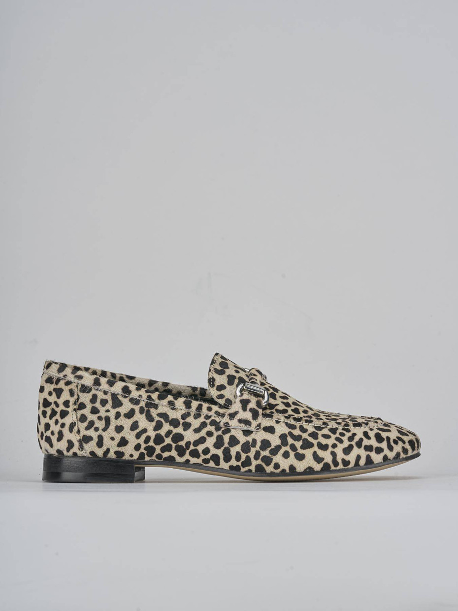Mocasines tacón 1 cm multicolor cuero de vaca con pelo
