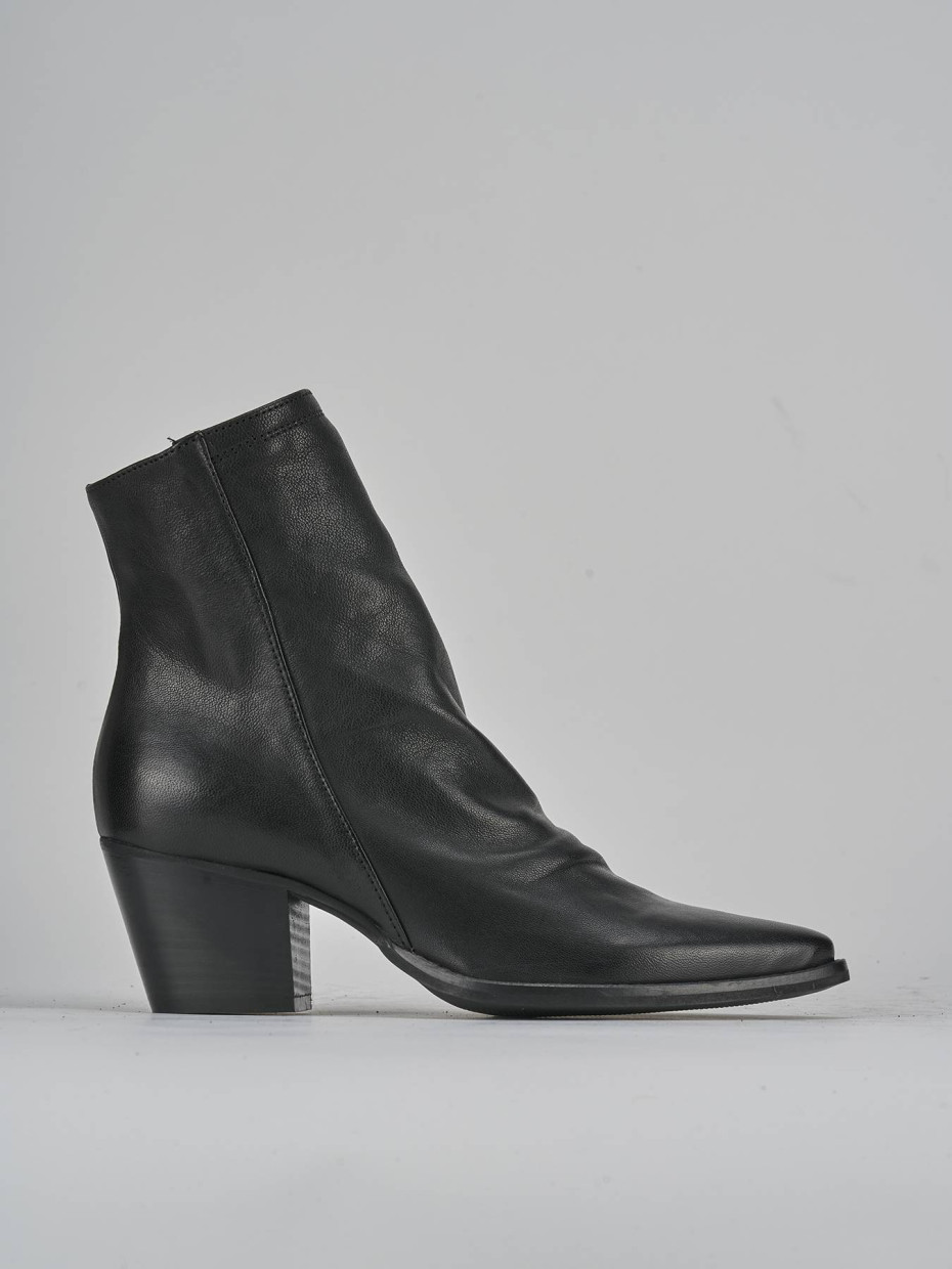Botines de tacón alto tacón 7 cm negro cuero