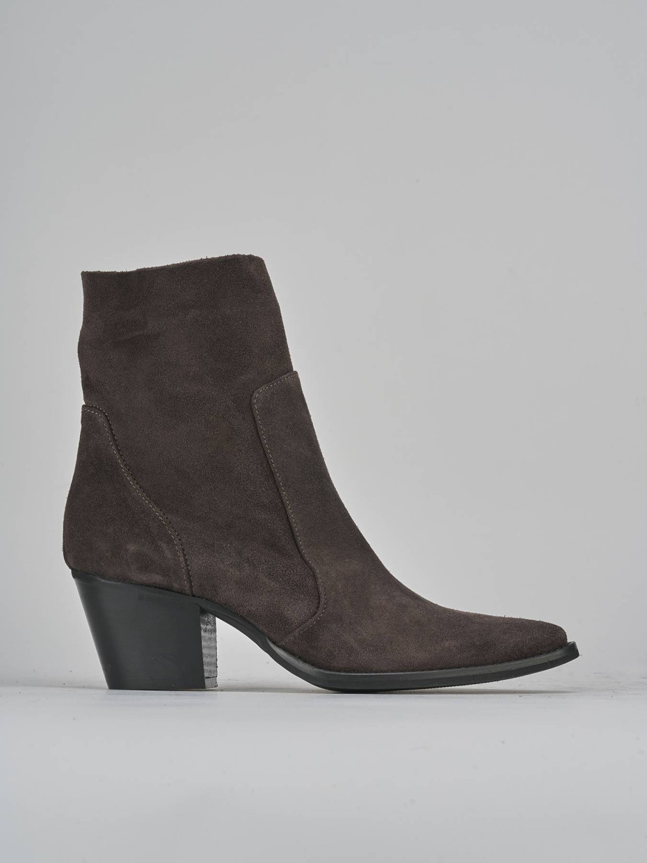Botines de tacón alto tacón 7 cm marrón oscuro ante