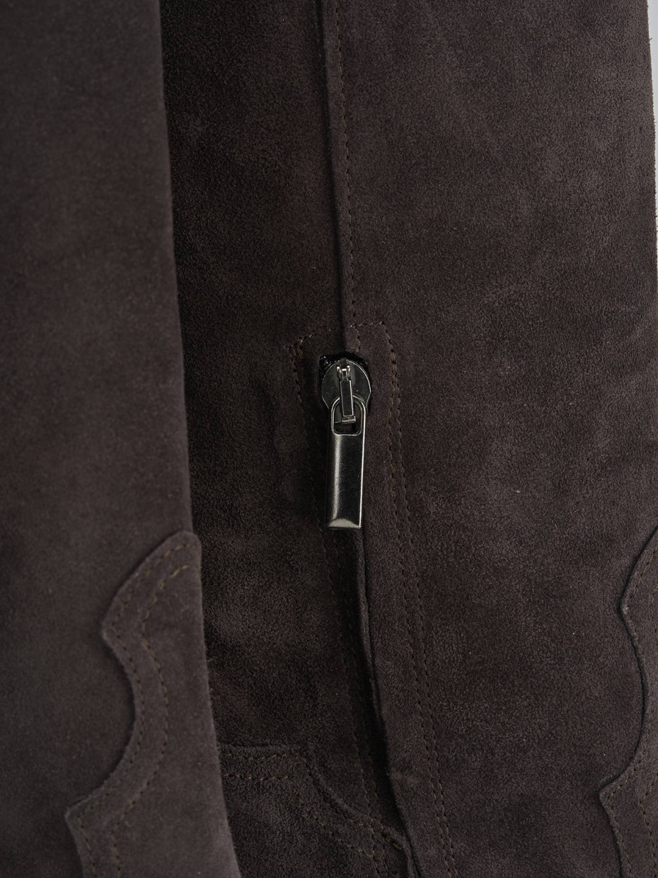Botas de tacón alto tacón 7 cm marrón oscuro ante