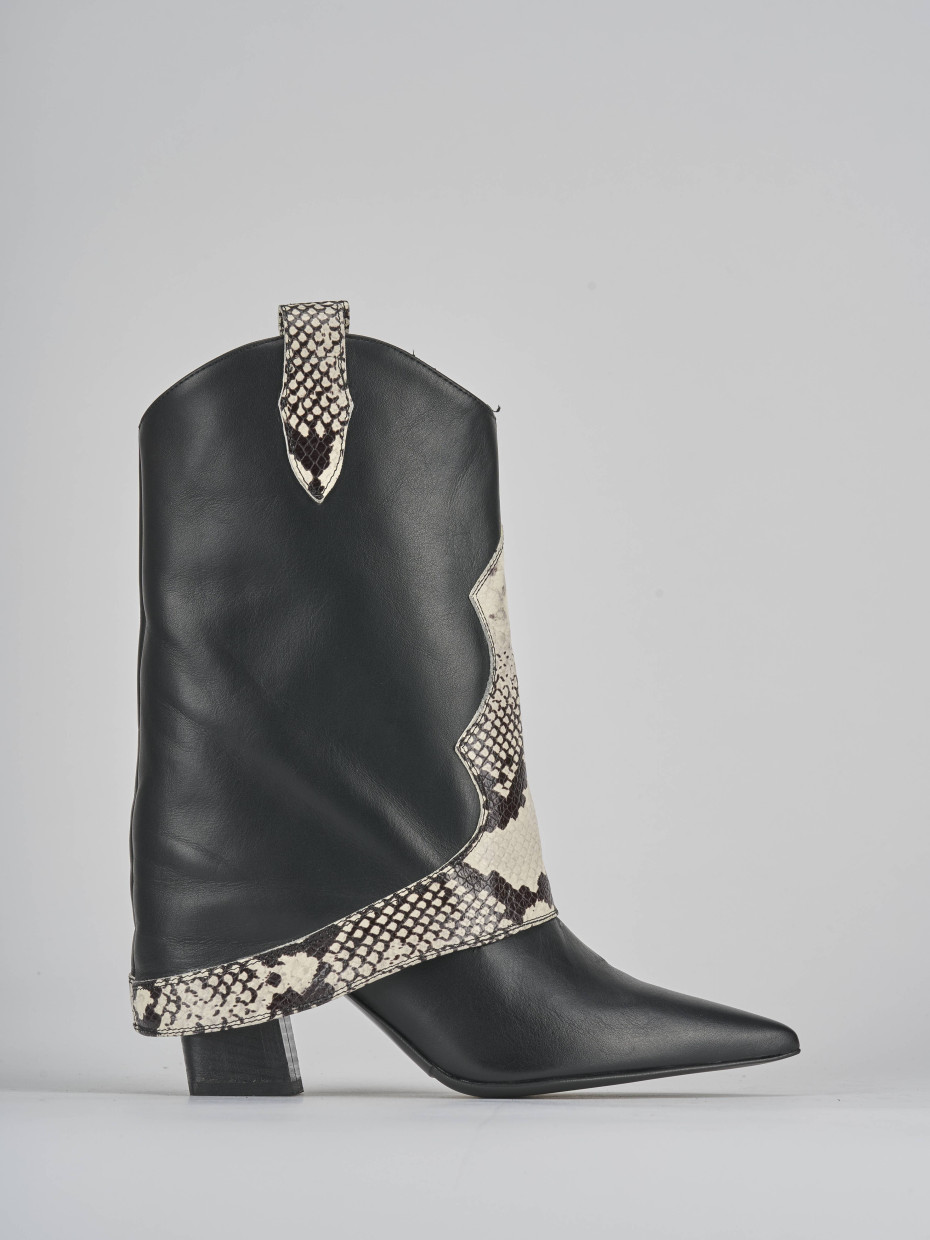 Botines de tacón alto tacón 8 cm negro cuero