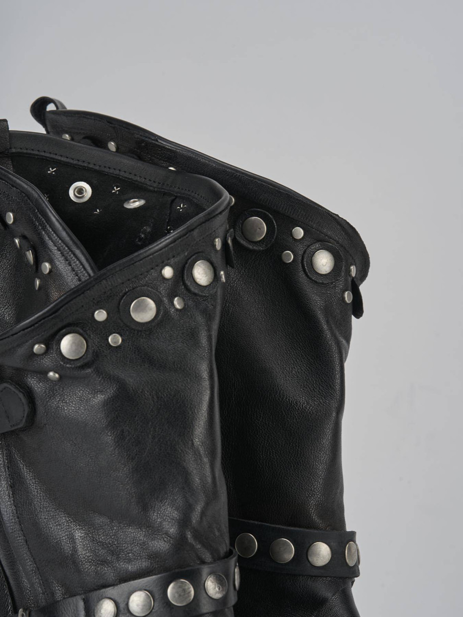 Botines de tacón bajo tacón 3 cm negro cuero