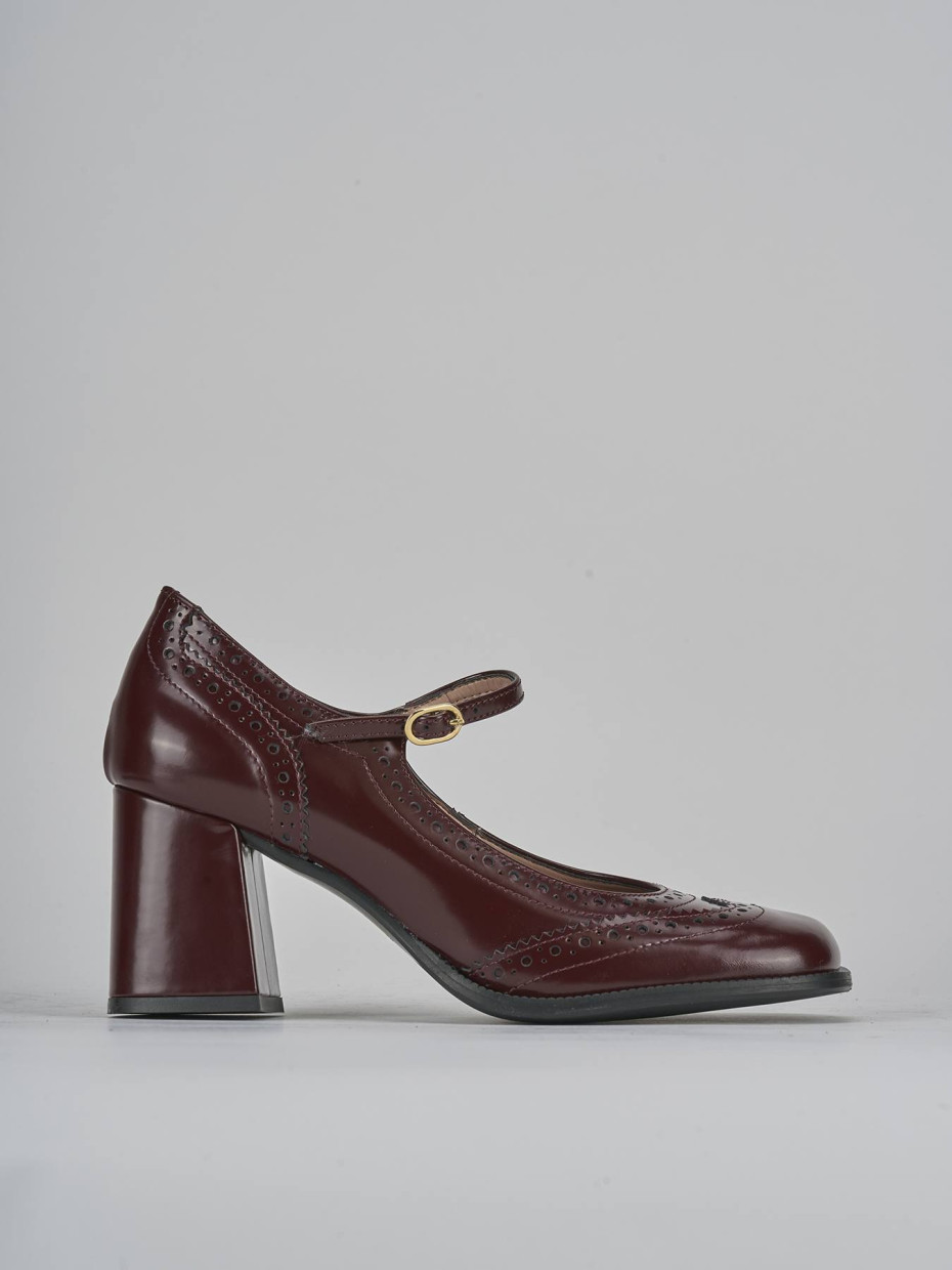 Zapatos de salón tacón 8 cm burdeos cuero