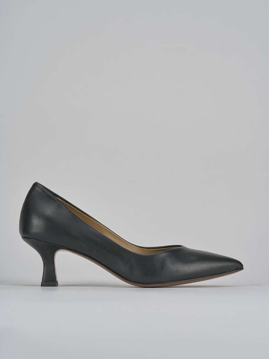 Zapatos de salón tacón 5 cm negro cuero