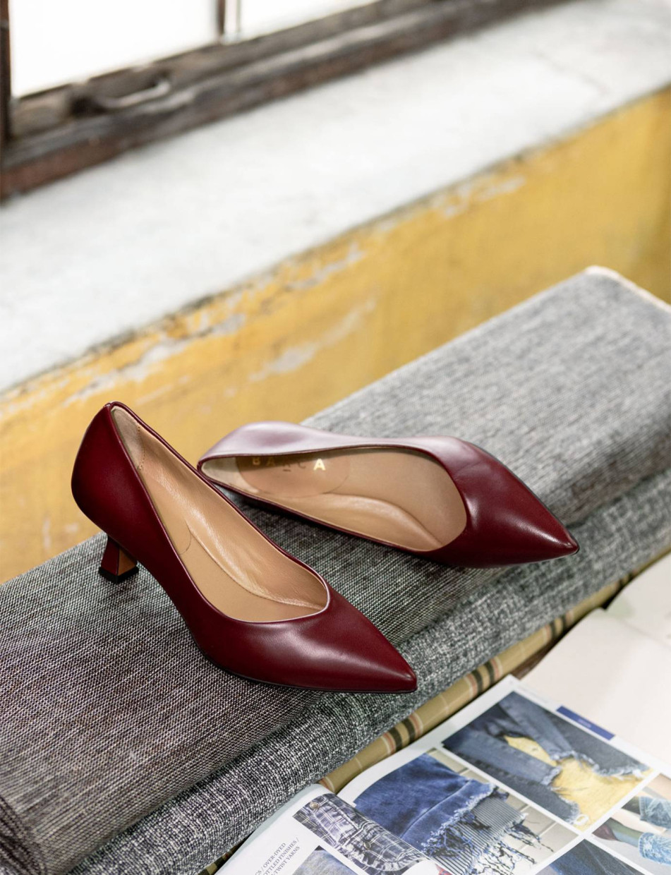 Décolleté tacco 5cm pelle bordo'