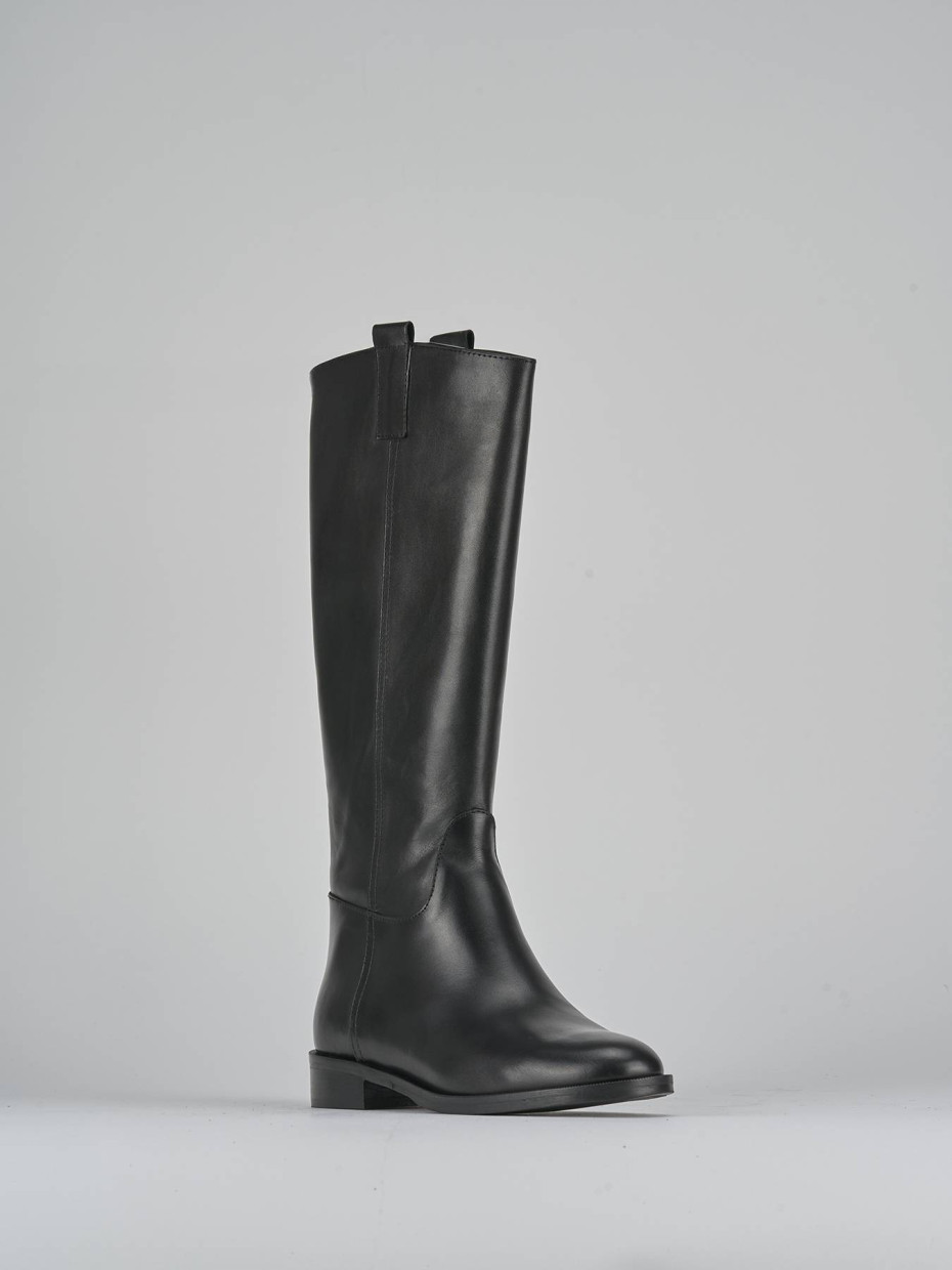 Stivali tacco 2cm pelle nero