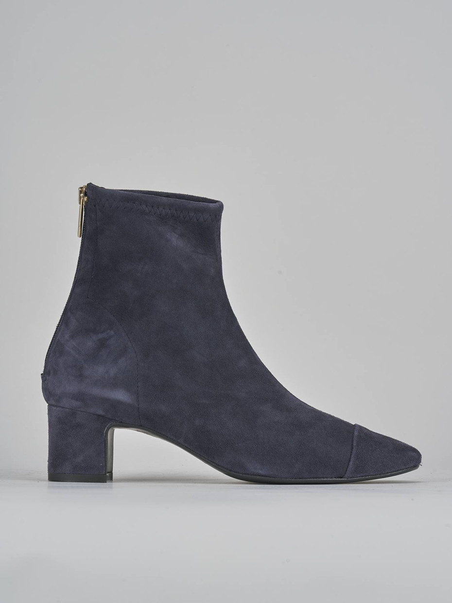 Botines de tacón alto tacón 5 cm azul ante