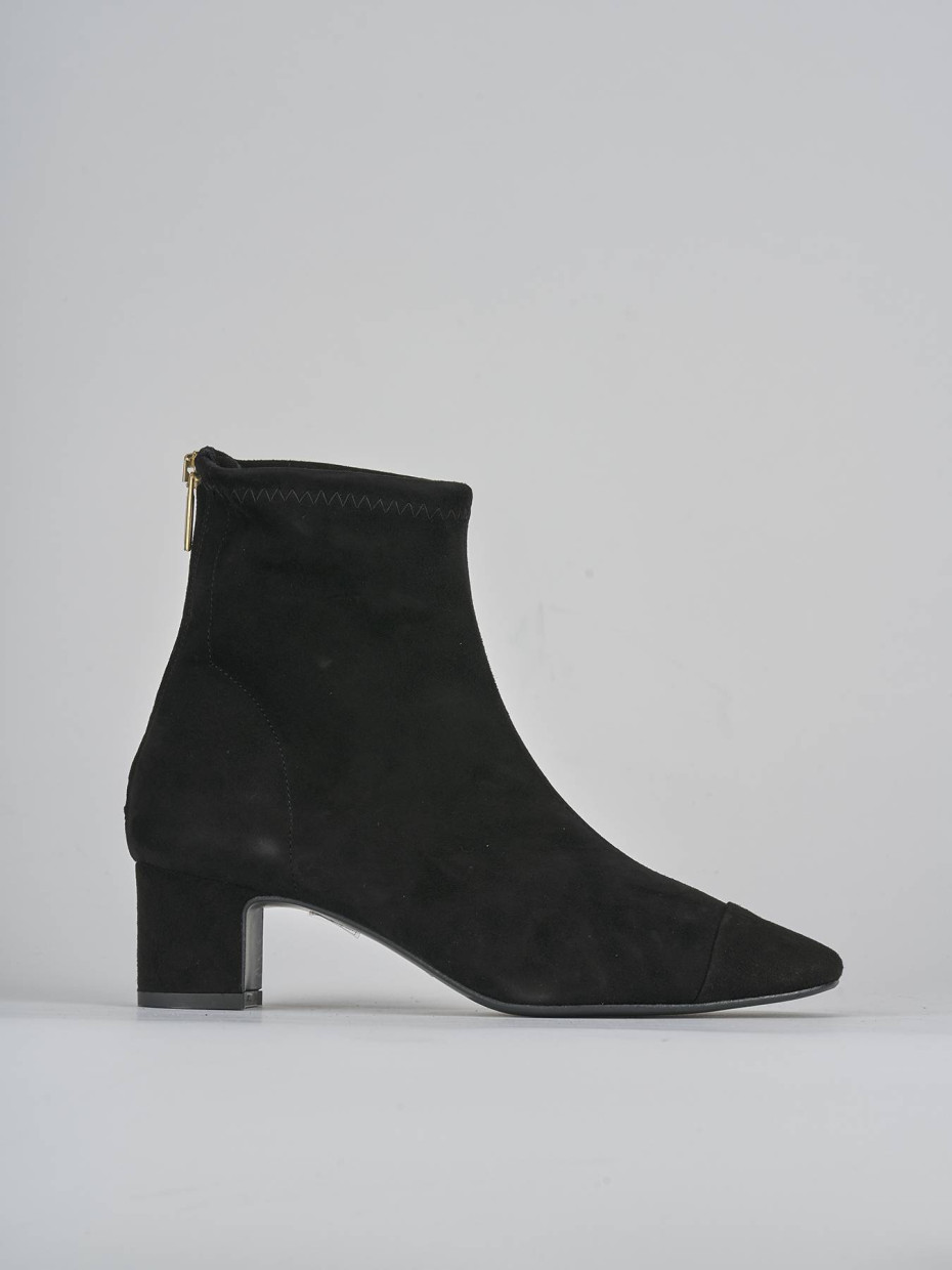 Botines de tacón alto tacón 5 cm negro ante