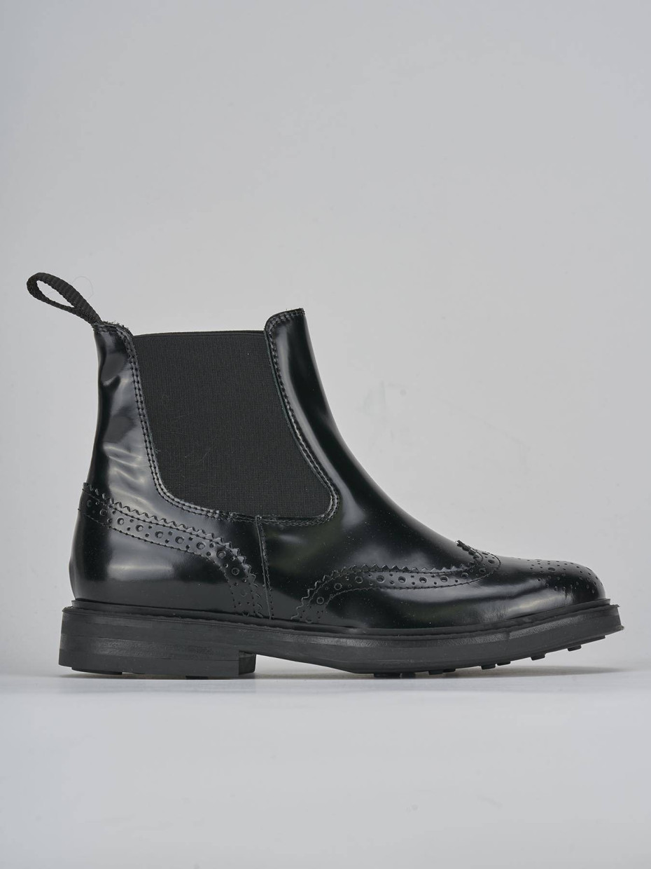 Botines de tacón bajo tacón 2 cm negro cuero