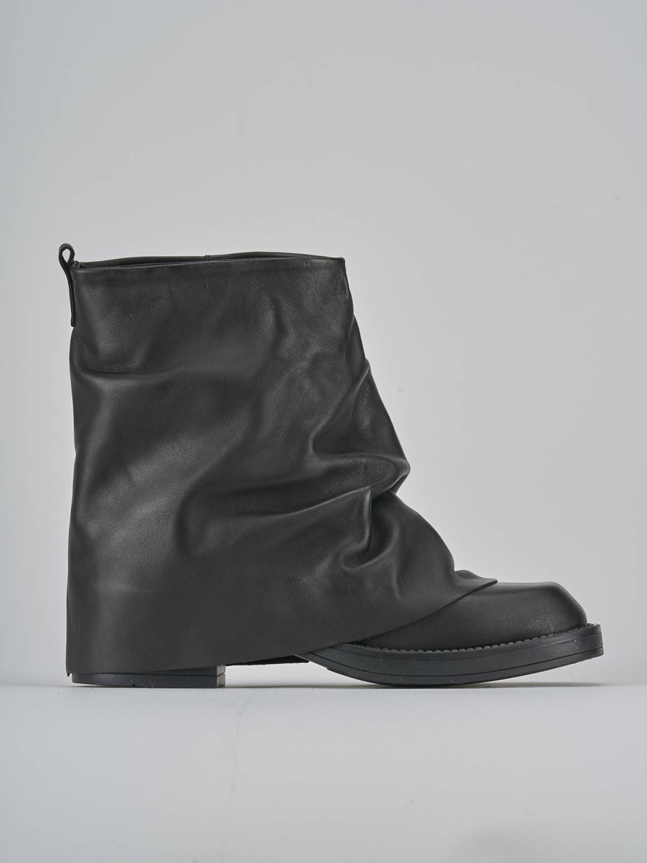 Botines de tacón bajo tacón 3 cm negro cuero