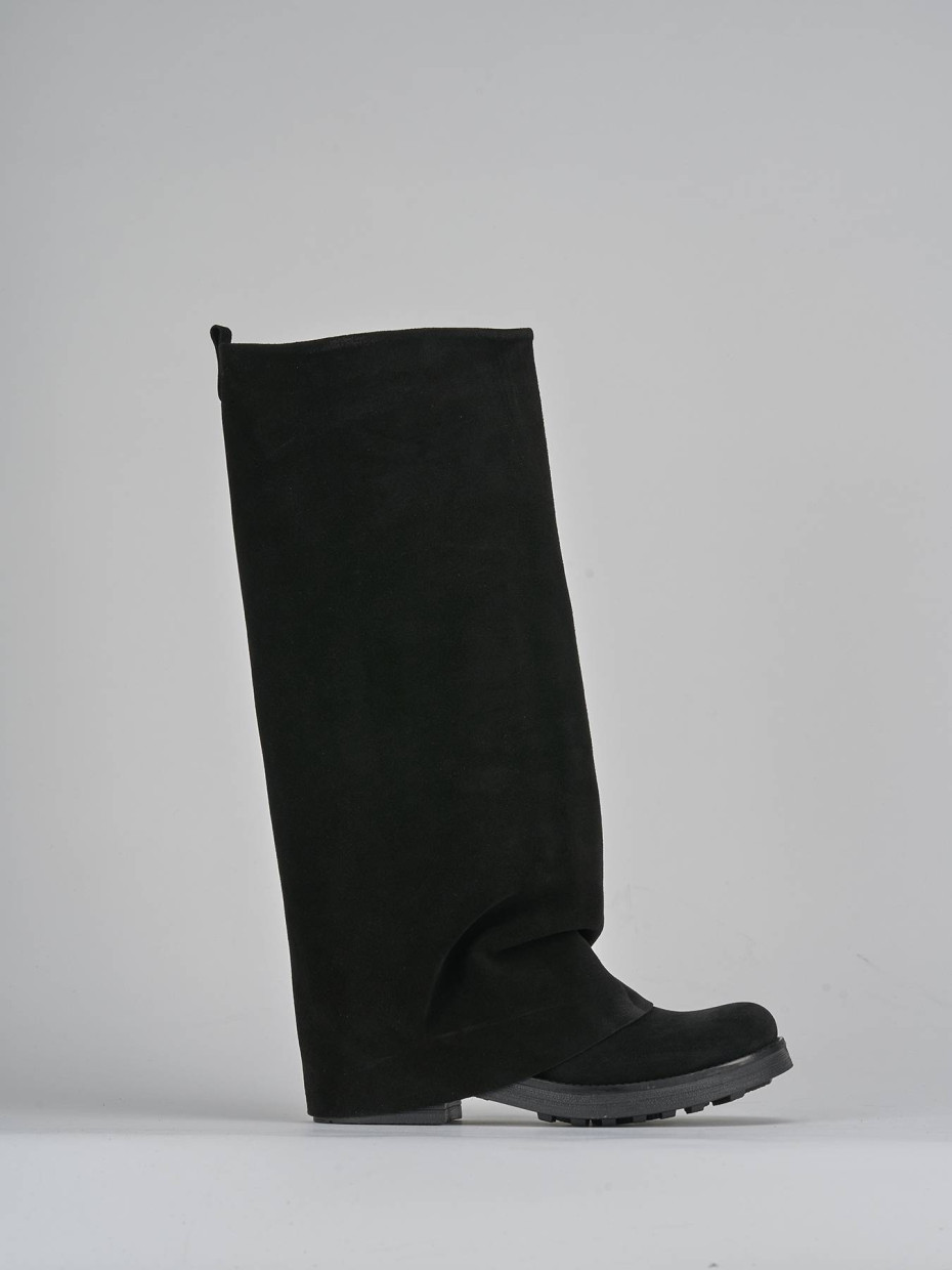 Botas de tacón bajo tacón 3 cm negro ante