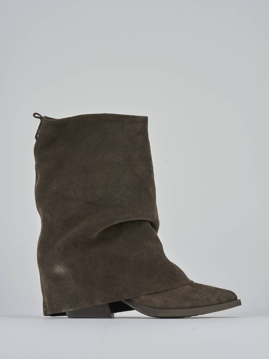 Botines de tacón alto tacón 7 cm marrón oscuro ante