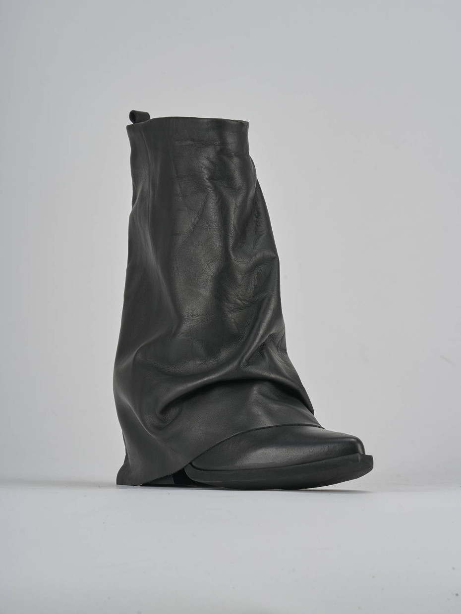 Botines de tacón alto tacón 7 cm negro cuero